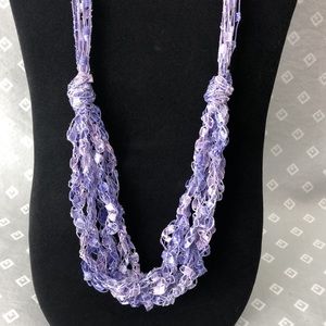 Purple Sparkly Adjustable Crochet Necklace